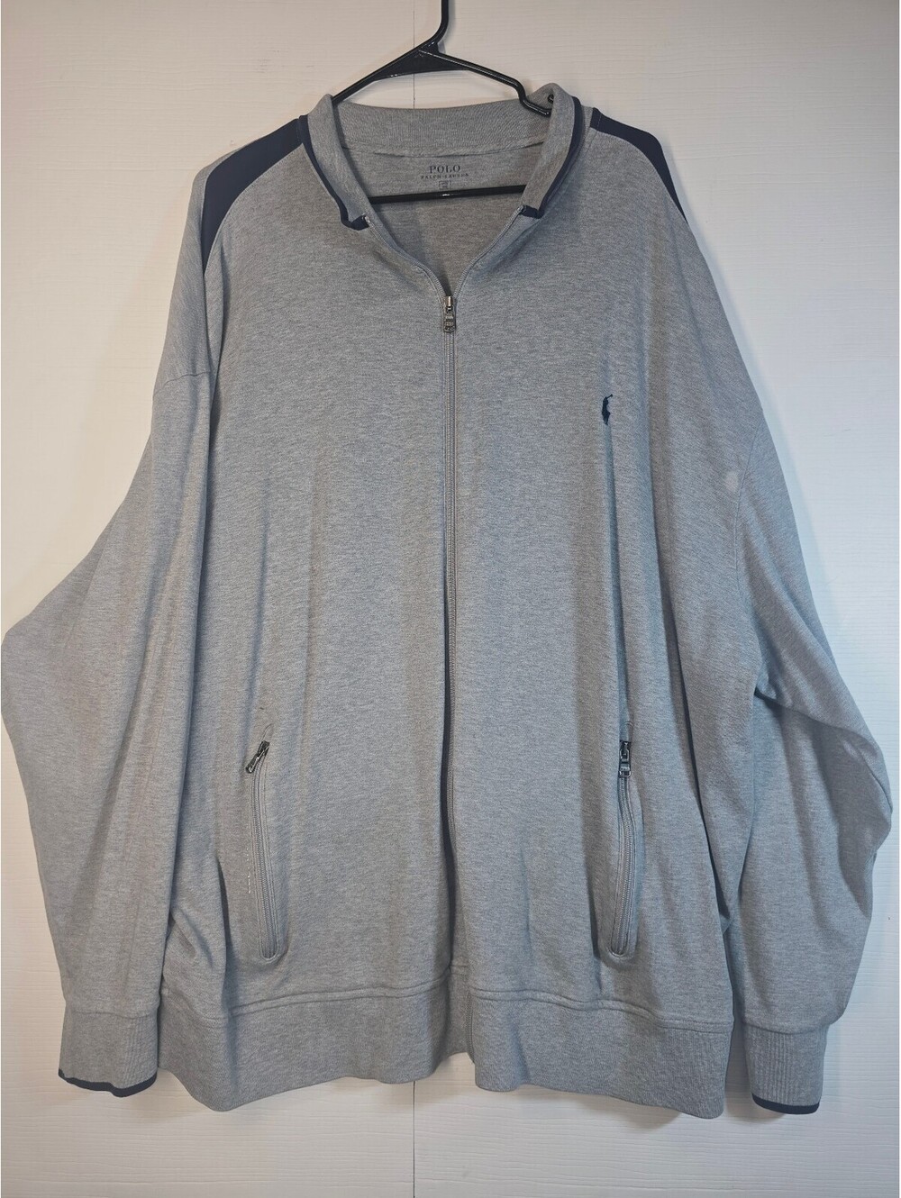 Polo Ralph Lauren Mens 4XB Gray Full Zip Track Jacket Sweatshirt Big & Tall